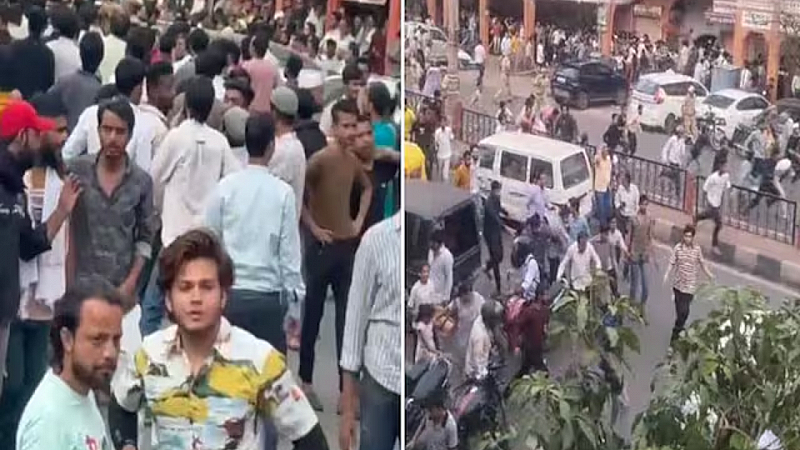 जामा मस्जिद के बाहर नारेबाजी से परकोटा में खौफ, बाजारों में भगदड़, पुलिस ने संभाली कमान जामा मस्जिद के बाहर नारेबाजी से परकोटा में खौफ, बाजारों में भगदड़, पुलिस ने संभाली कमान